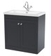 image 1 of Balterley Swynnerton Traditional 2 Door Floor Standing Vanity Unit with Fireclay Basin, Dark Grey, 800mm