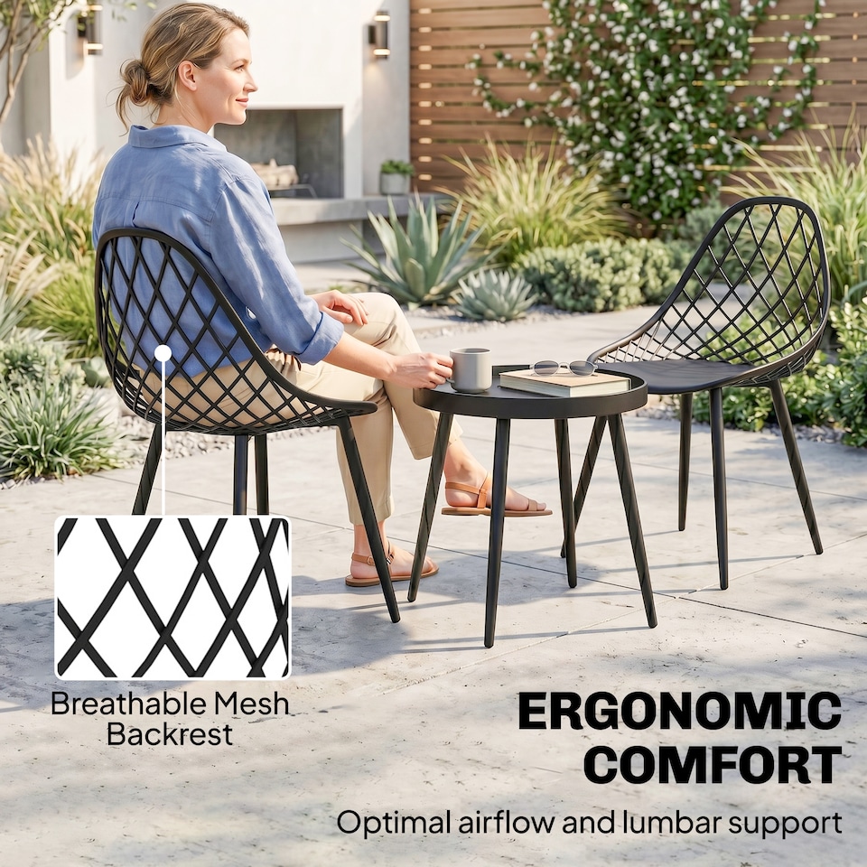 image 1 of Outsunny 3-Piece Outdoor Bistro Set Patio Furniture for Garden, Balcony
