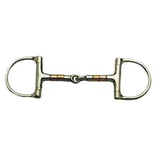 Korsteel Stainless Steel Copper & Steel Rollers Jointed Dee Ring Snaffle Bit - Silver/Copper - 5in