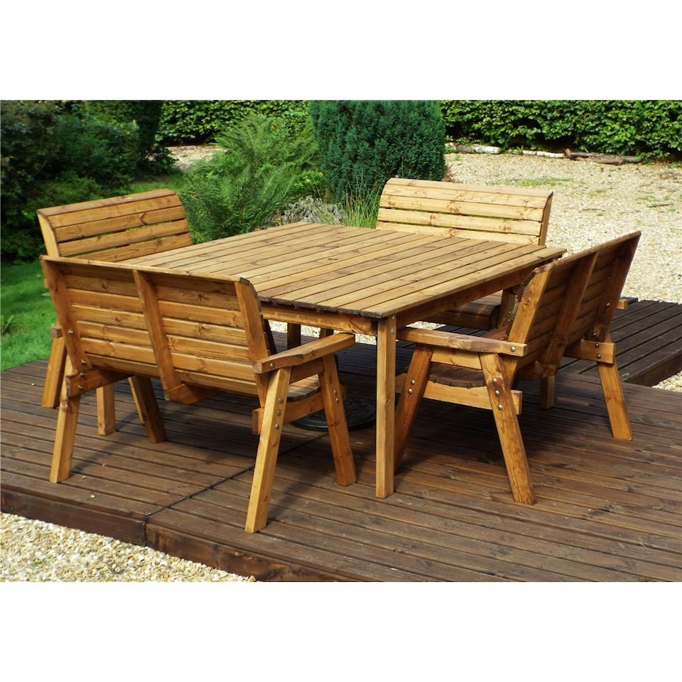 image 1 of Traditional Eight Seater Table Set with 4 Benches