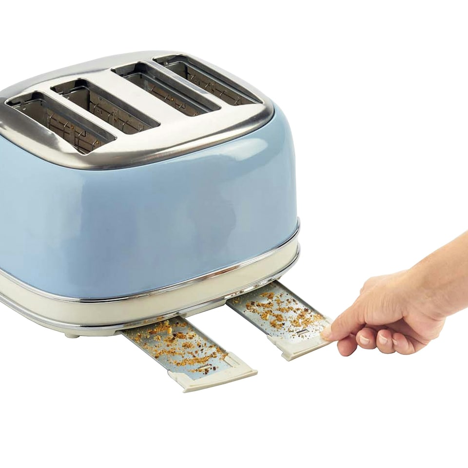 image 1 of Ariete ARPK41 Retro Style Dome Kettle and 4 Slice Toaster Set, Vintage Design, Blue, Stainless Steel