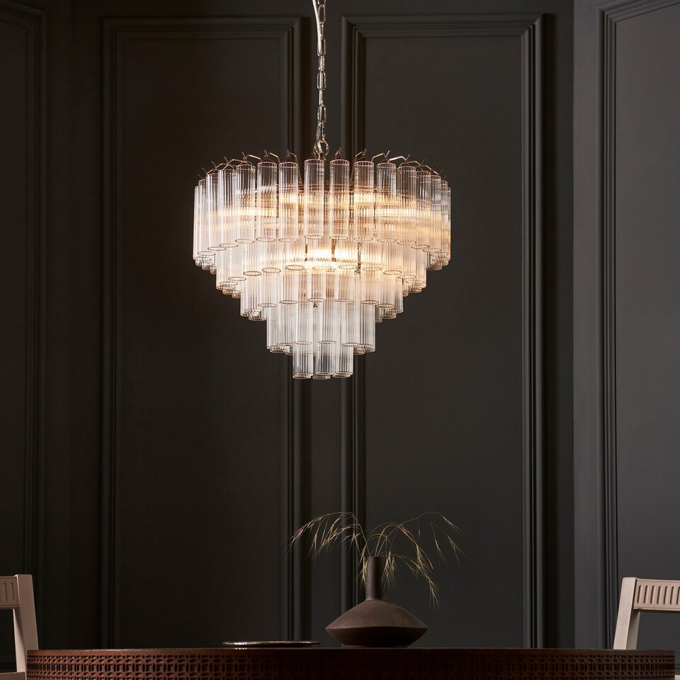 image 1 of Toulouse 12 Light Multi Arm Lamp Ceiling Pendant Bright Nickel