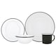 image 1 of Argon Tableware 16 Piece White Enamel Dinner Set - cm - Black
