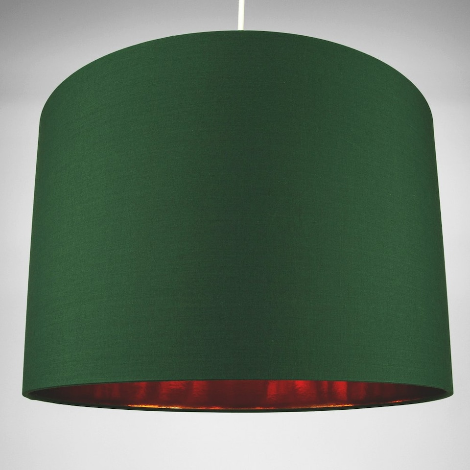 image 1 of Modern Forest Green Cotton 16" Floor/Pendant Lamp Shade with Shiny Copper Inner