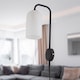 image 6 of Set of 2 Victoria - Black Plug in Wall Lights Frosted Glass Shades | Black | White | 2