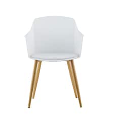 Single Eden Modern Dining Chair, Faux Leather Padded Cushion & Solid Wooden Legs White