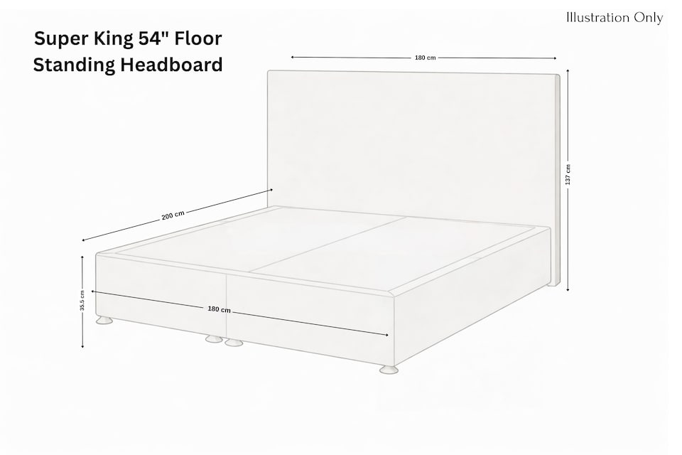 image 1 of Sloomy Alabama Steel Plush Divan Bed Base No Drawers With 54 Inch Floor Standing Headboard | Grey | Steel | Super King | 1