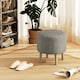 image 2 of HOMCOM Storage Ottoman, Round Stool Chair with Cushioned Top, Light Grey