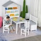 image 2 of HOMCOM 4-Piece Set Kids Wood Table Chair Bench w/ Storage Function for 3 Years+ Grey