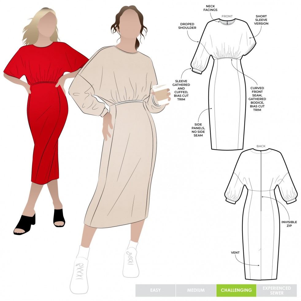 Style Arc Elsbeth Dress Paper Sewing Pattern – Women’s Tops & Sweaters, UK Sizes 10–22, Advanced