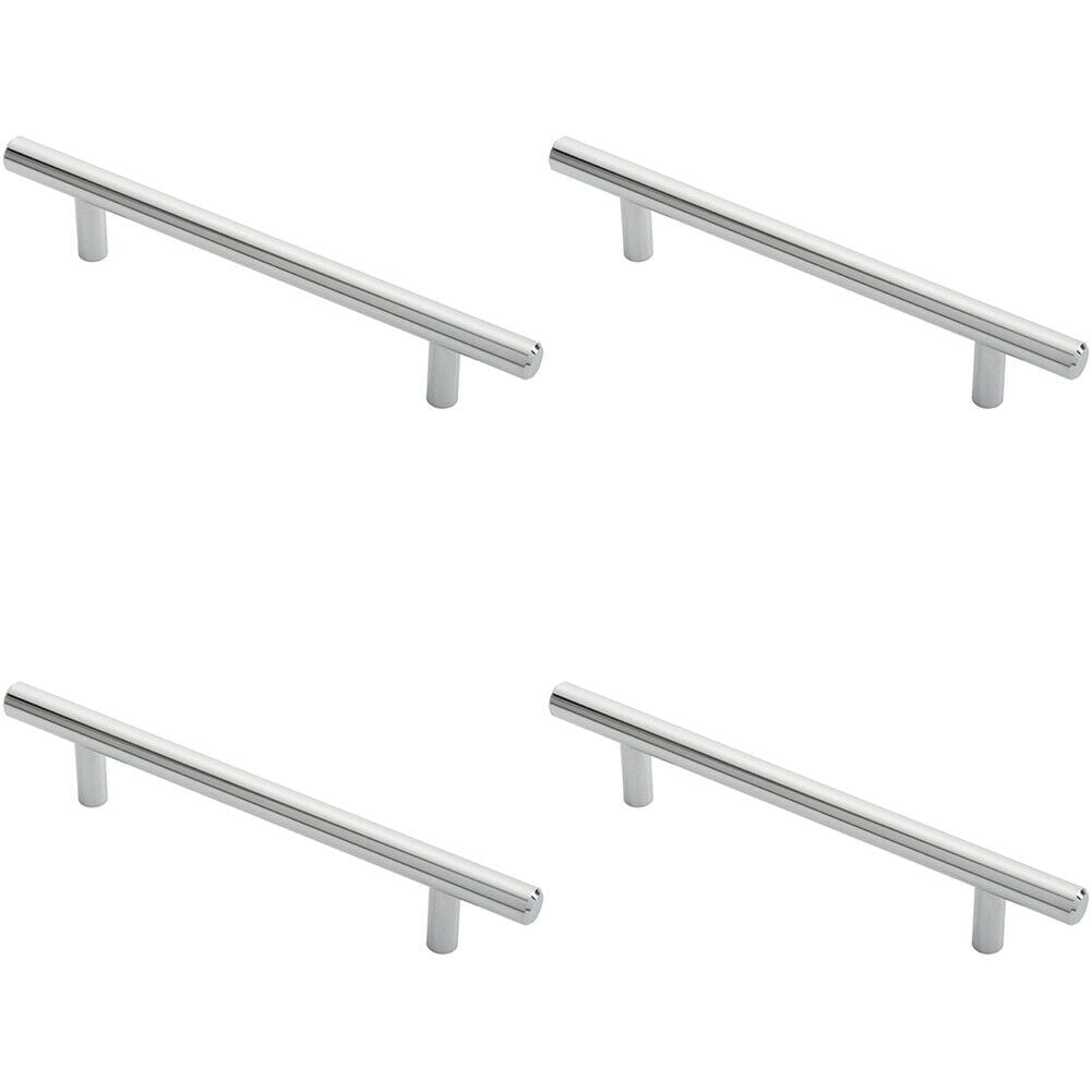 Loops 4x Round T Bar Cabinet Pull Handle 188 x 12mm 128mm Fixing Centres Chrome