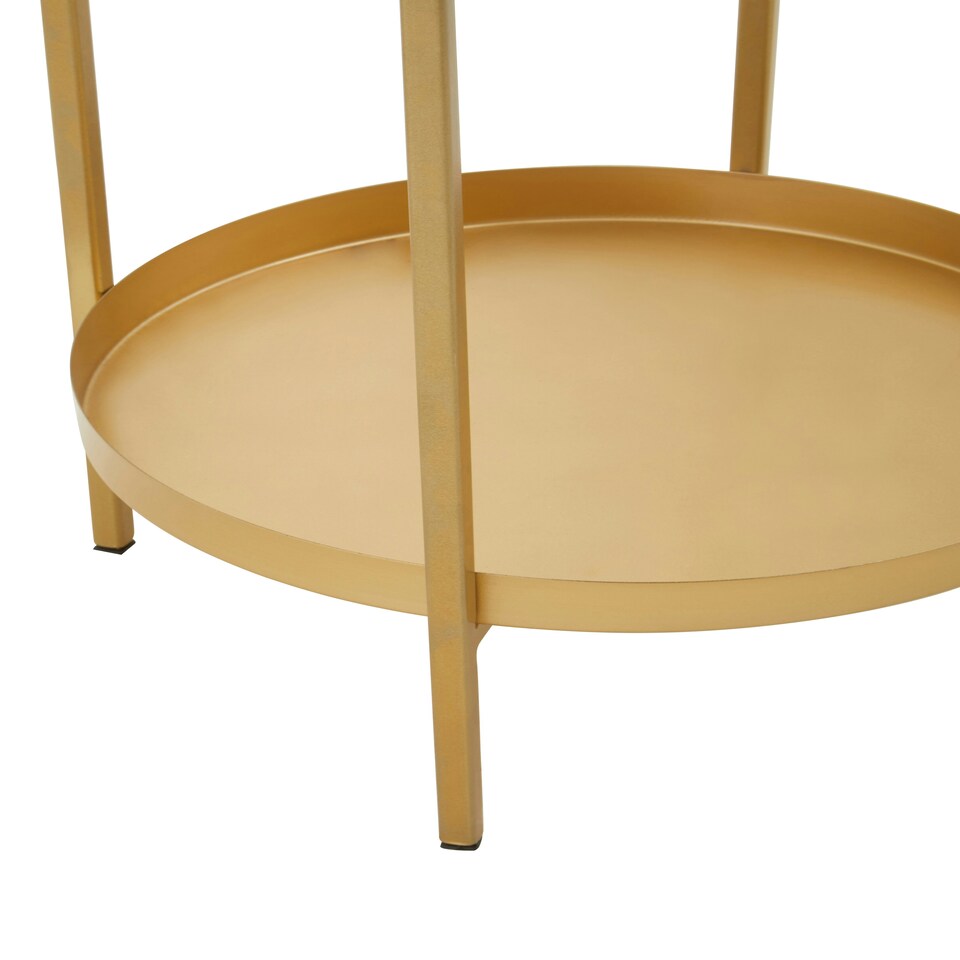 image 1 of Pali Two Tier Glass And Iron Side Table Gold