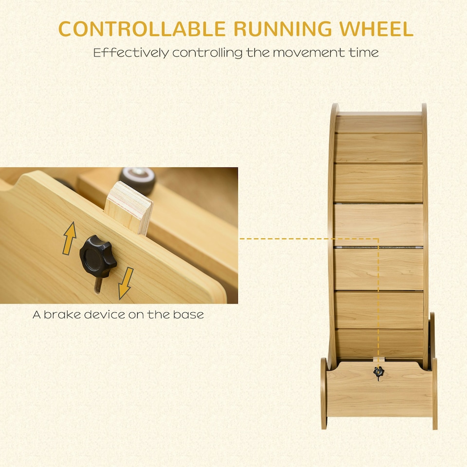 image 1 of PawHut Cat Exercise Wheel, 30 inch Running Treadmill with Brake, Natural