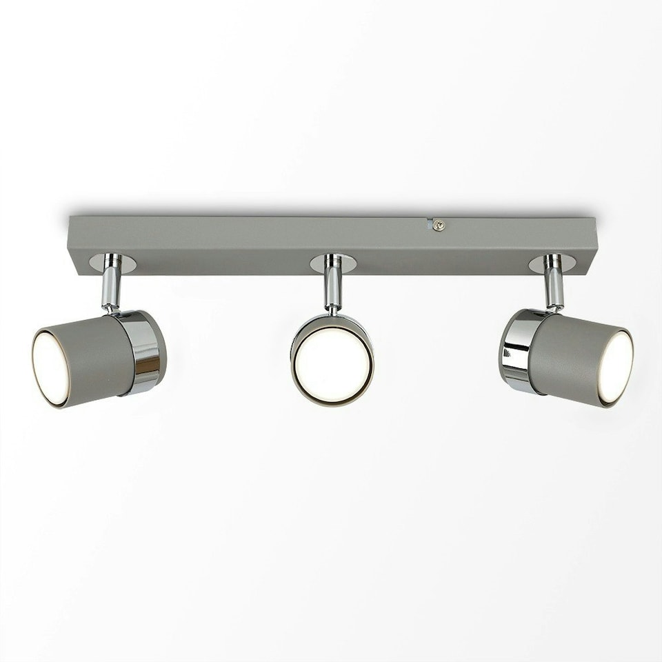 image 1 of ValueLights Modern 3 Way Cement Effect Straight Bar Ceiling Spotlight