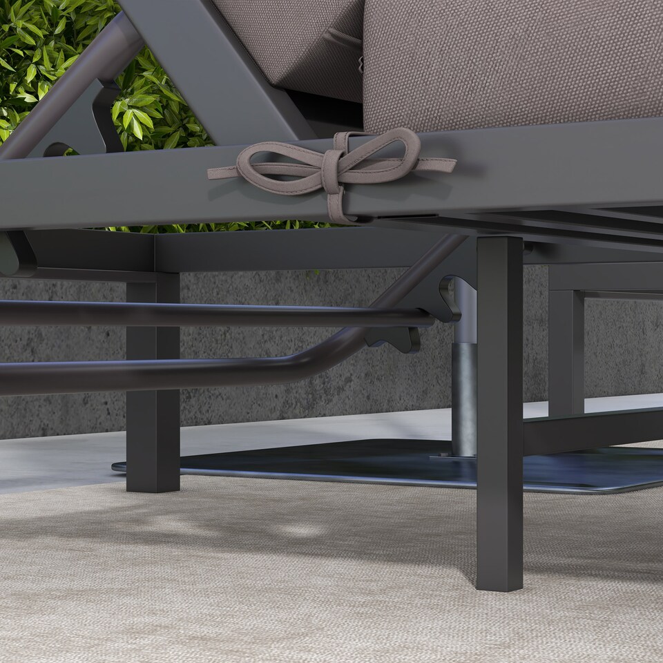 image 1 of Outsunny 3 Pieces Garden Sun Loungers Set with Cushion, 5-level Adjustable Outdoor Recliner Bed Set with Glass Top Table, 2-In-1 Design Aluminium Frame Recliner Lounge or Use As Sofa Bed, Grey