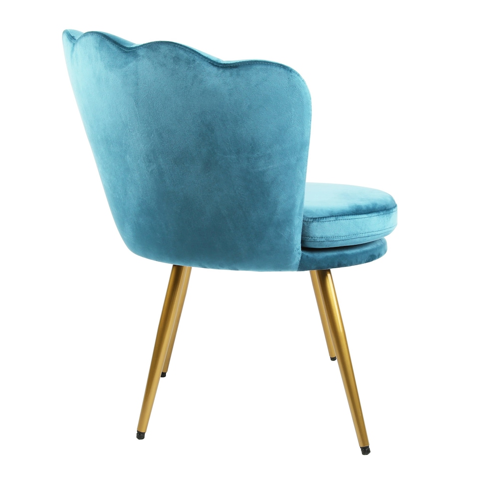 image 1 of FLORA Petal Chair Velvet Upholstered Fabric - Teal Blue | Teal