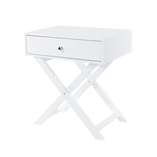 Options 1 Drawer X-Frame Bedside Table - Painted Finish, Polished Metal Handle | White | White | One Size | 1
