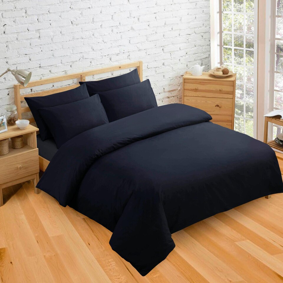image 1 of Velosso Plain Dyed Duvet Cover & Pillowcase Set