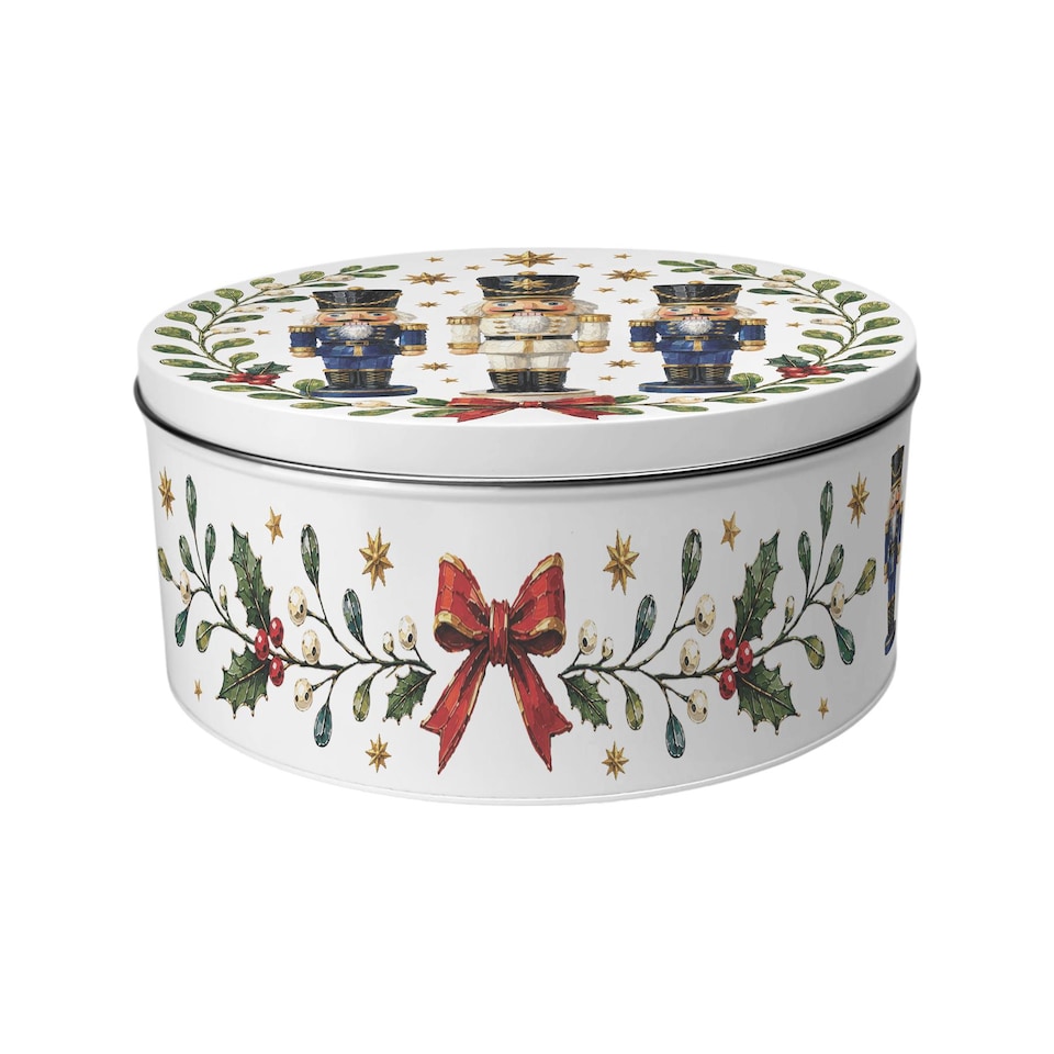 image 1 of Festive Nutcrackers Round Christmas Cake Tin Set