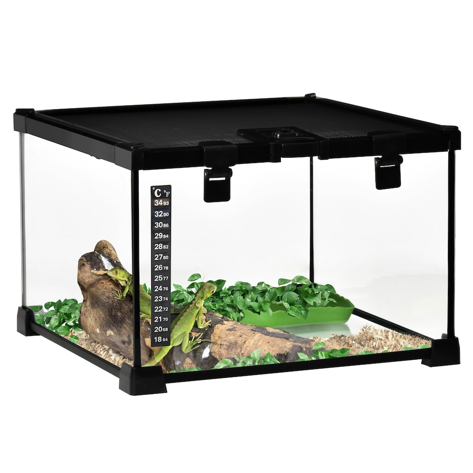 image 1 of PawHut Glass Reptile Terrarium Habitats for Lizards, Frogs, Snake 30 x 30 x 20cm