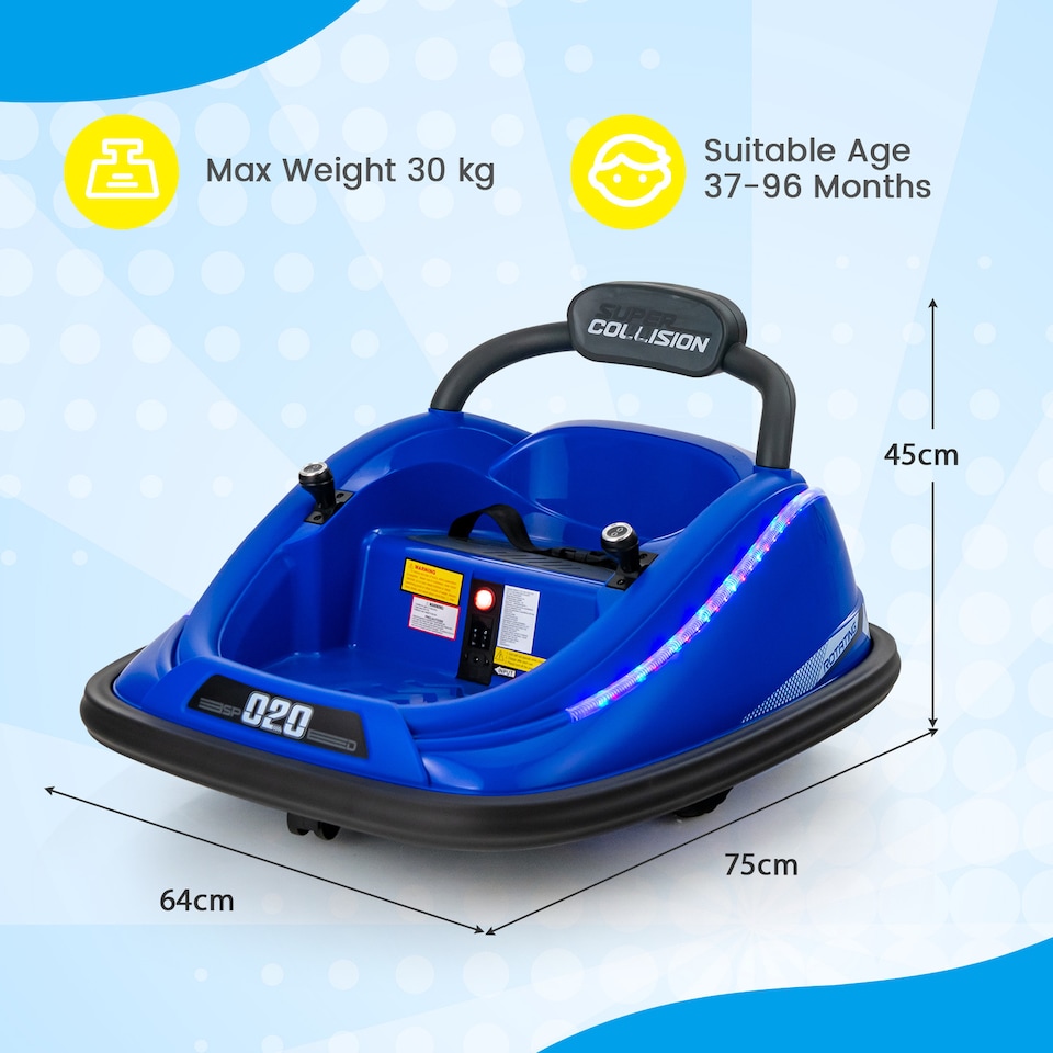 image 1 of COSTWAY Toy Car Kids Ride-On Bumper Car Electric 12V Blue