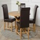 image 3 of Oregon Round Oak Dining Table with Washington Leather Chairs Brown
