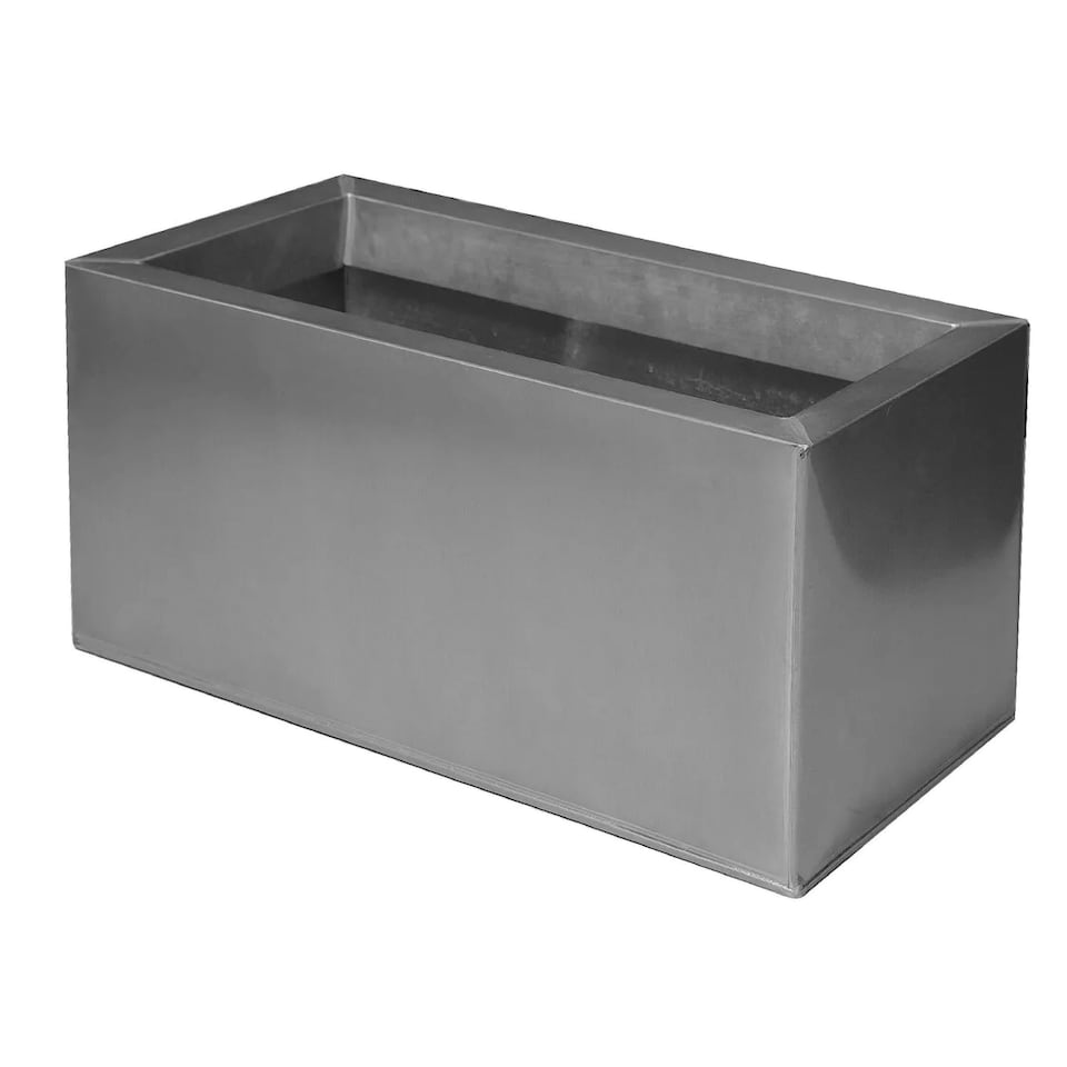 image 1 of Primrose Zinc Steel Outdoor Silver Weather Resistant Patio Planter 50cm