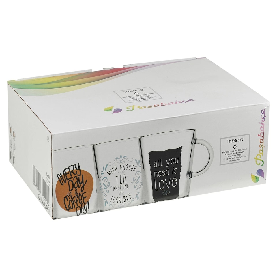 image 1 of 6 x Clear Glass Mugs Coffee Tea Cappuccino Espresso Soup Drinking Cups 290ml Set