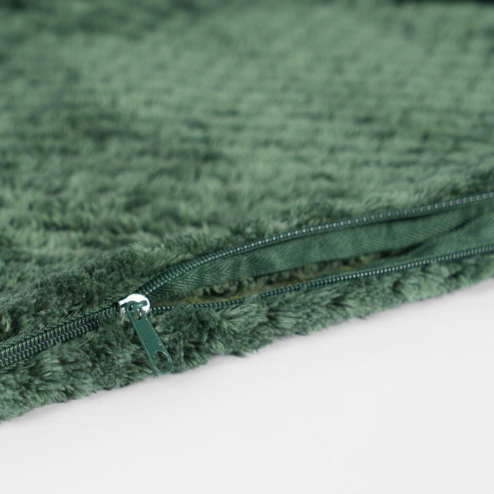image 1 of OHS 2 x Soft Waffle Textured Fleece Cushion Covers, 45x45cm - Forest Green