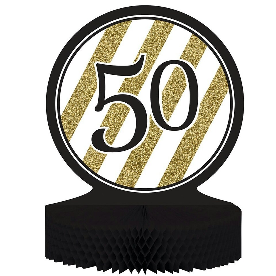 Creative Party 50th Party Centrepiece - Black/Gold/White - One Size