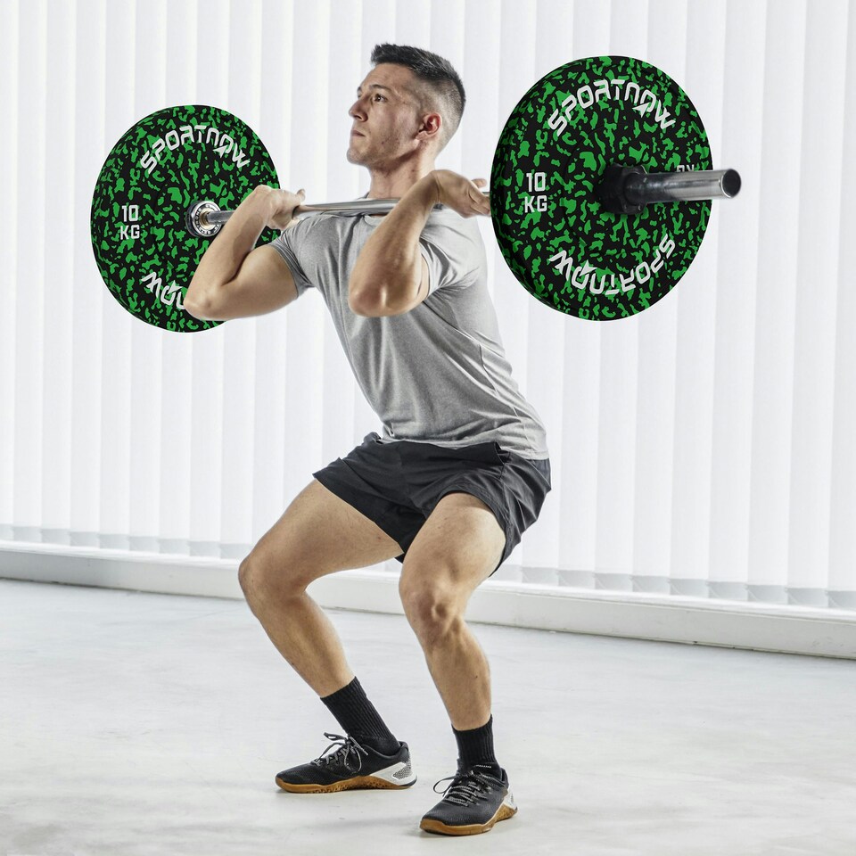 image 1 of SPORTNOW Olympic Weight Plates with 5cm Holes, for Weight Lifting, 2 x 20kg