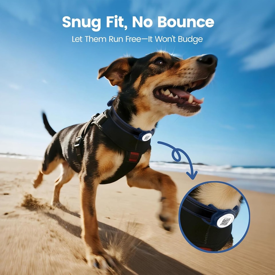 image 1 of AirTag Dog Collar Holder & Free App Pet Tracker Smart QR ID
