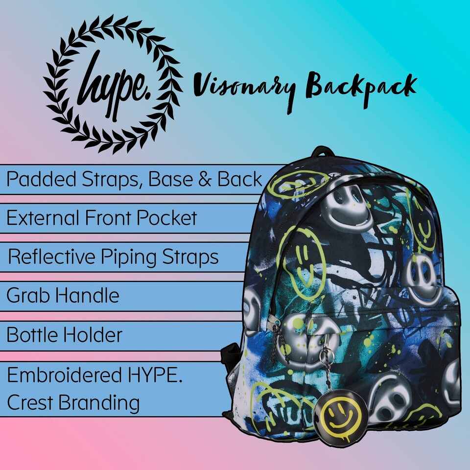 image 1 of Kids Backpack Multi Visionary Graffiti Print | 18L School Bag with Laptop Sleeve | Multi | Multi | 1