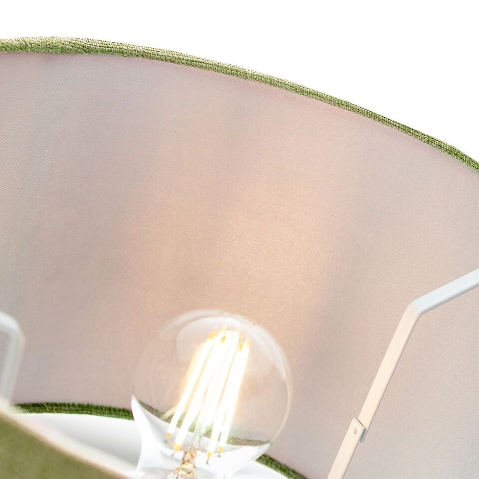 image 1 of Contemporary Olive Green Plain Linen Fabric 14" Drum Lamp Shade 60w Maximum | Green | Olive Green | 1