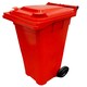 image 2 of Red 240L Standard Sized Outdoor Recycling Wheelie Bin With Rubber Wheels & Lid Red