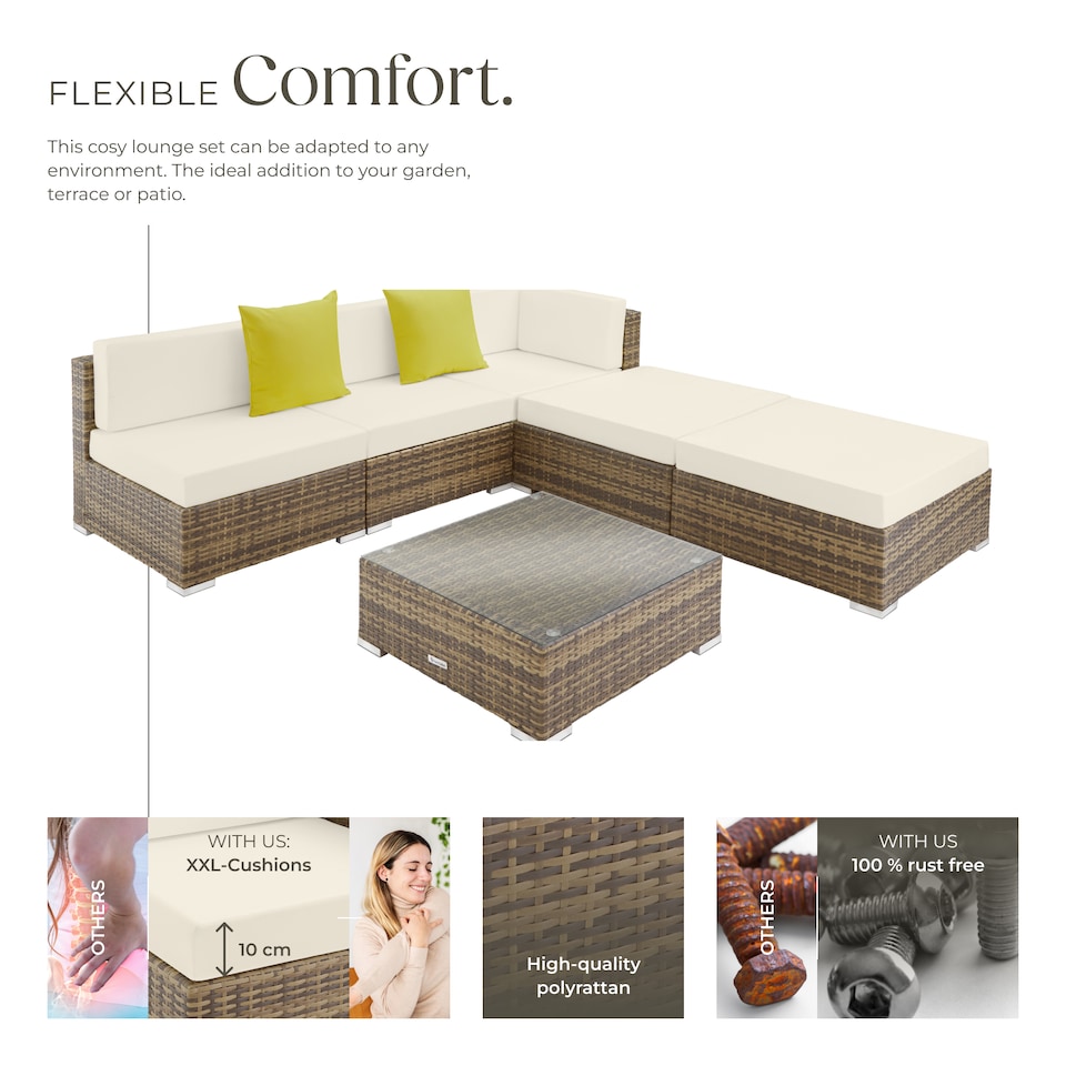 image 1 of Paris Rattan Lounge Set with Aluminum Frame | Cream | nature | 1