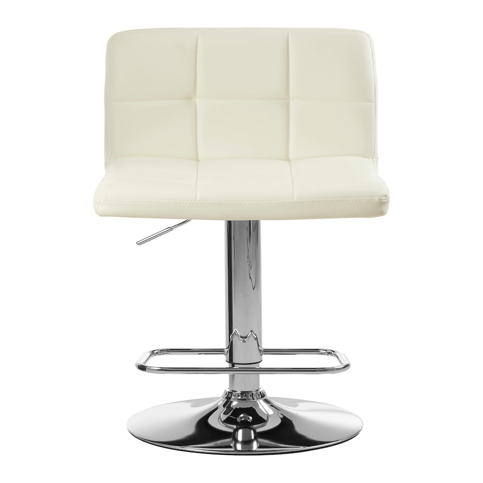 image 1 of Interiors By Premier Sleek White Quilted Chrome Base Bar Stool, Comfortable Bar Chair, Adjustable Height Modern Bar Stool