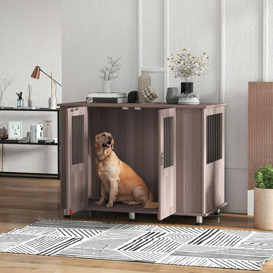 image 1 of PawHut Dog Crate Kennel Cage for Extra Large Dog, Indoor End Table, Purple