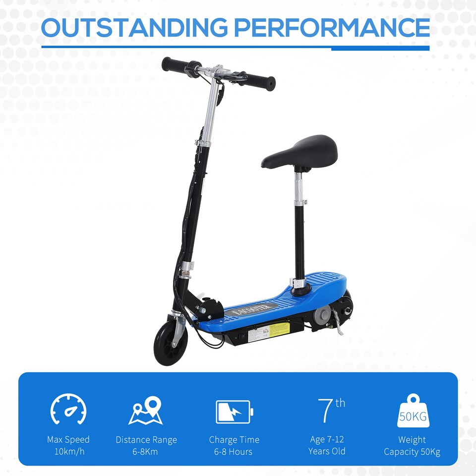 image 1 of HOMCOM Foldable Scooter 120W w/ Adjustable Height and Brake, Blue