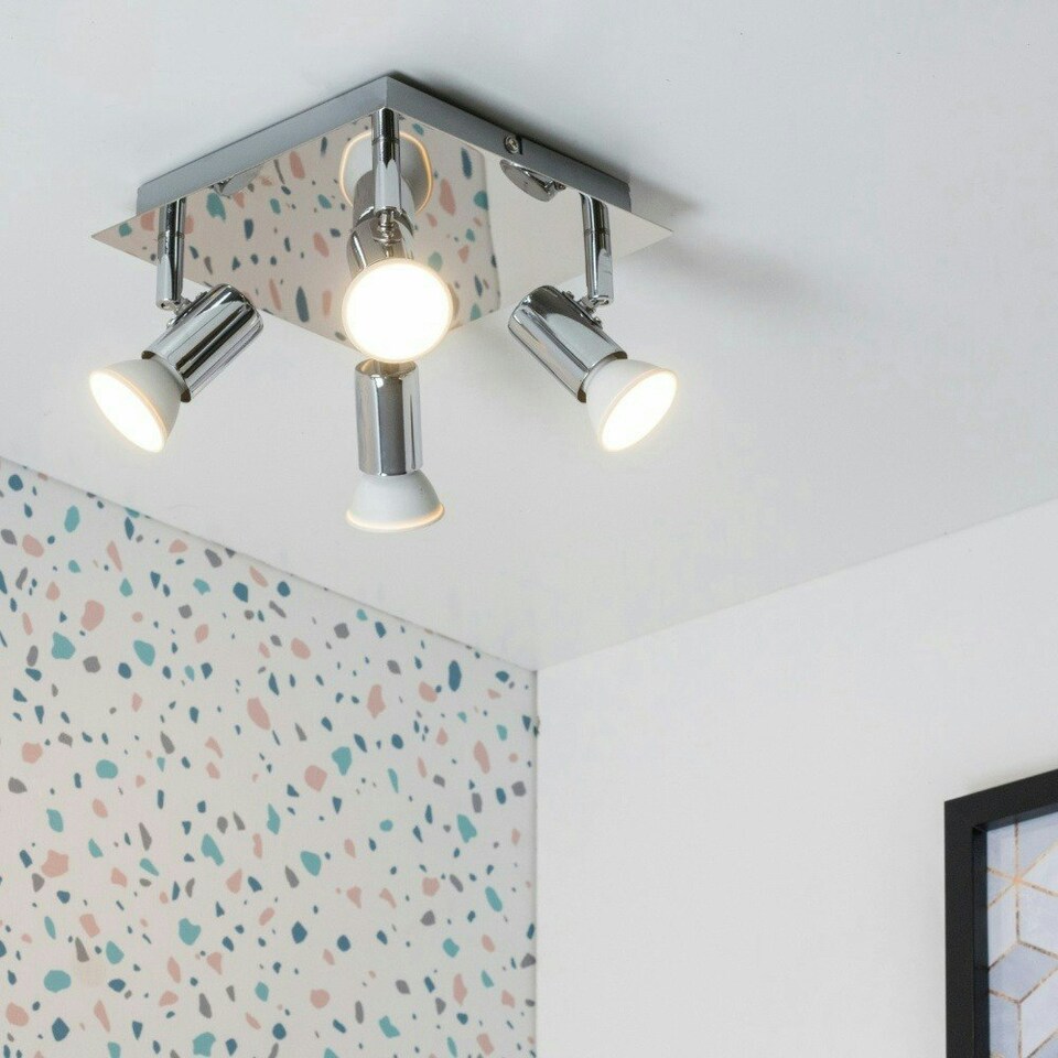 image 1 of ValueLights Spotlight Polished Silver Spotlight and GU10 Spotlight LED 5W Cool White 6500K Bulb Chrome