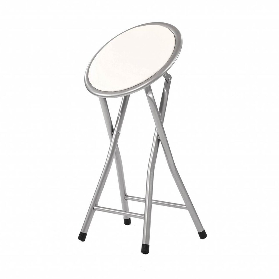 image 1 of White Padded Folding Breakfast Kitchen Bar Stool Seat | White