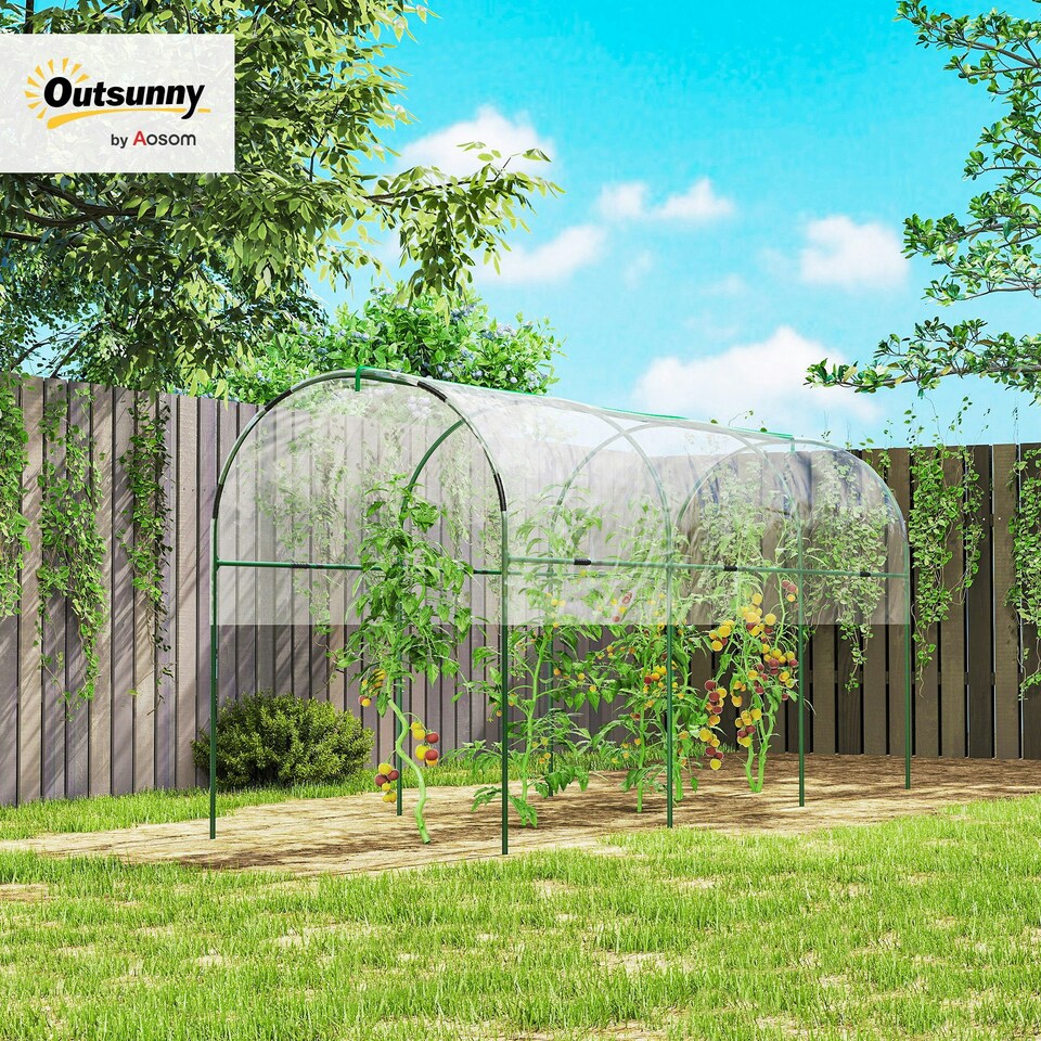 image 1 of Outsunny Tomato Greenhouse with Top Tap, Pointed Bottom and Guy Ropes, Clear