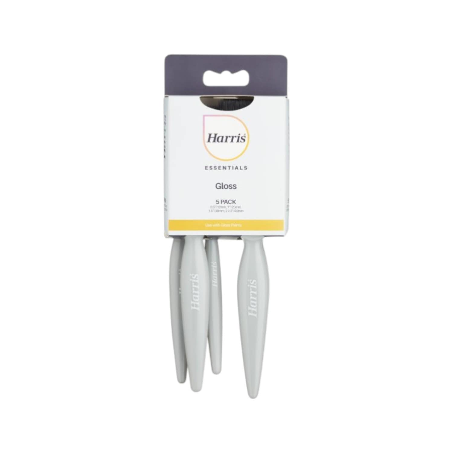 Harris Essentials Gloss 5 Paint Brush Pack High Quality Bristles Smooth Finish Set for DIY and Decorating Projects