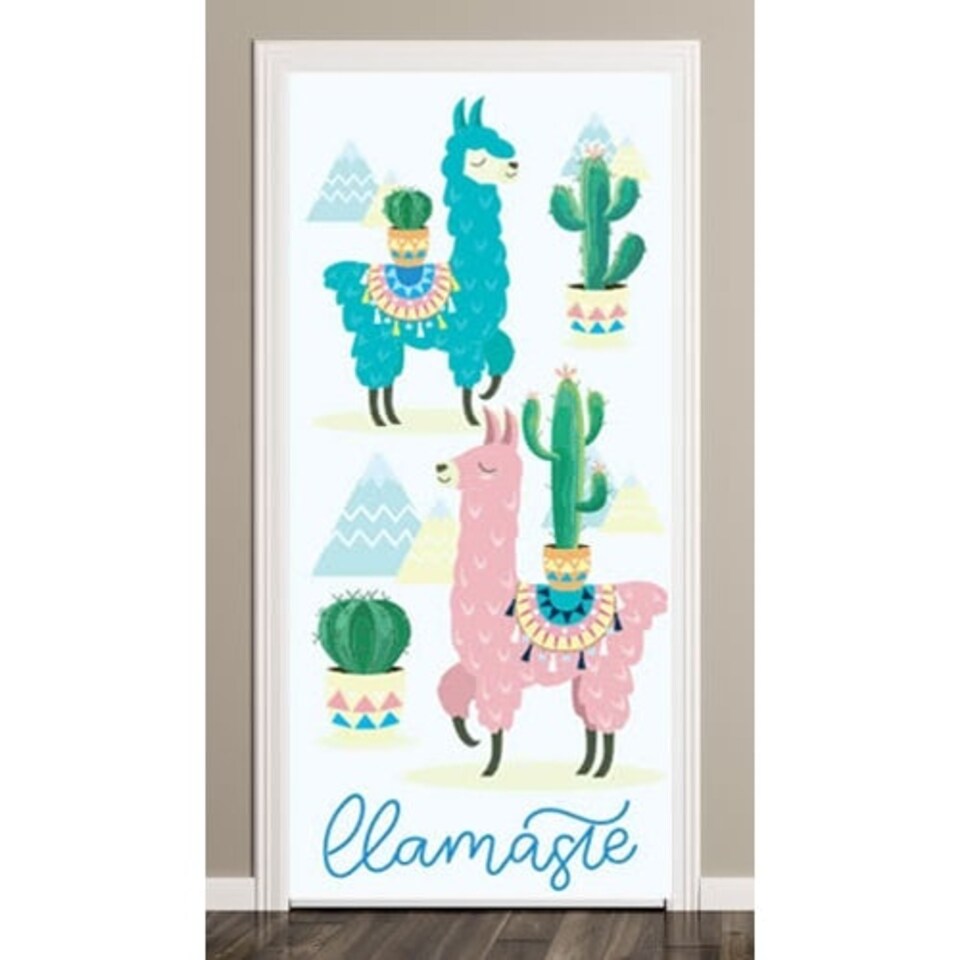 Llama Cactus Door Cover PVC Party Sign Decoration 66cm x 152cm