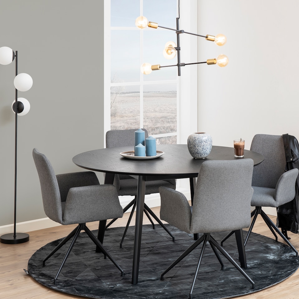 image 1 of Roxby Round Dining Table in Black 140x76cm