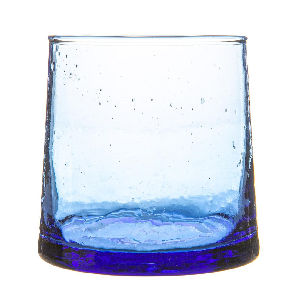 image 1 of Nicola Spring Merzouga Recycled Glass Tealight Holder - 7cm - Blue | Blue | Blue
