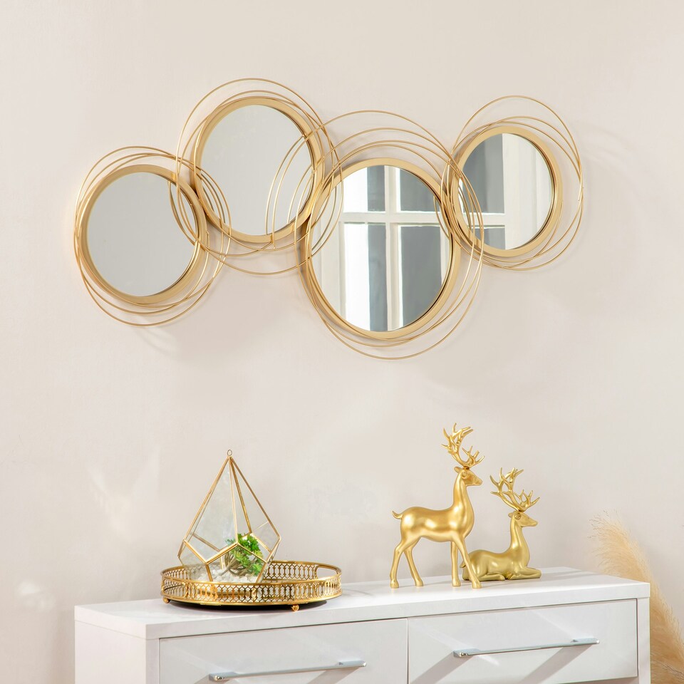 image 1 of HOMCOM Metal Wall Art Decorative Mirror Decor Modern Wall Sculpture 