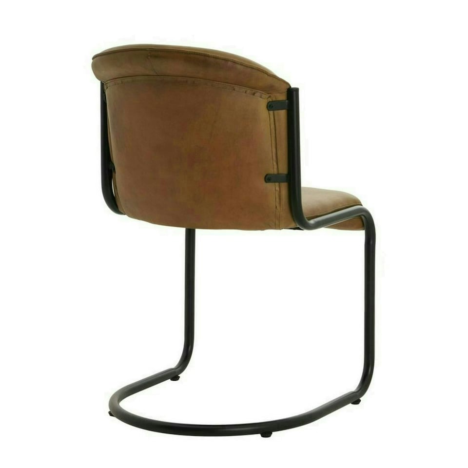 image 1 of Billy Leather Curved Dining Chair - Metal - L61 x W51 x H85 cm - Brown Brown