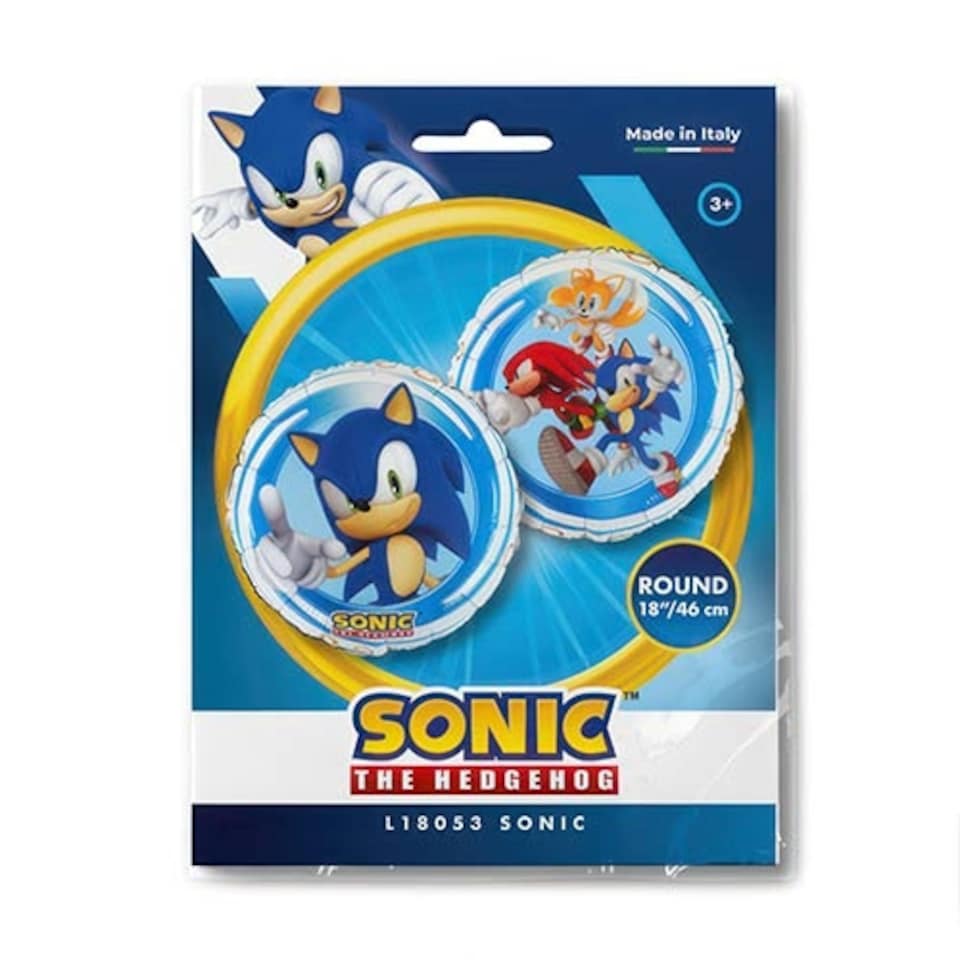 image 1 of Sonic The Hedgehog Double Sided Round Foil Helium Balloon 46cm / 18 in