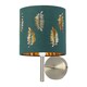 image 2 of Set of 2 Brea - Antique Brass Wall Lights with Dark Green Fern Shades | Yellow | Green | 2